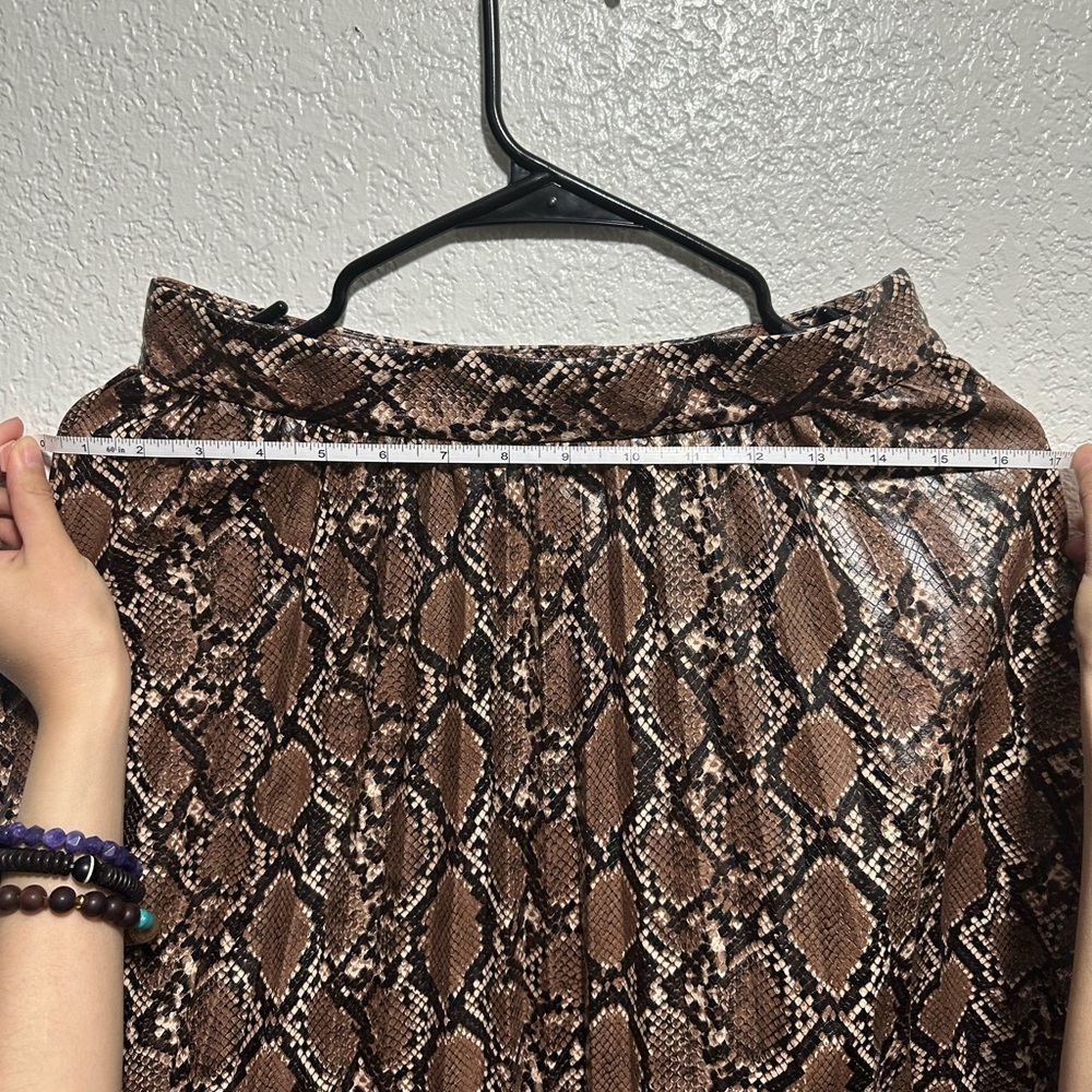 Zara Brown Snake-Print Pleated Midi Skirt - Picture 15 of 17